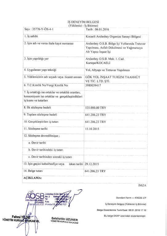 ARSLANBEY OSB BÖLGE İÇİ ALT YAPI İŞLEMLERİ