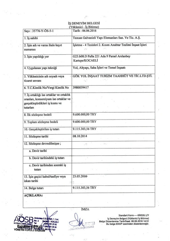 TEZCAN İŞLETME 4 TESİSLERİ 2.KISIM ANAHTAR TESLİM İNŞAAT İŞLERİ